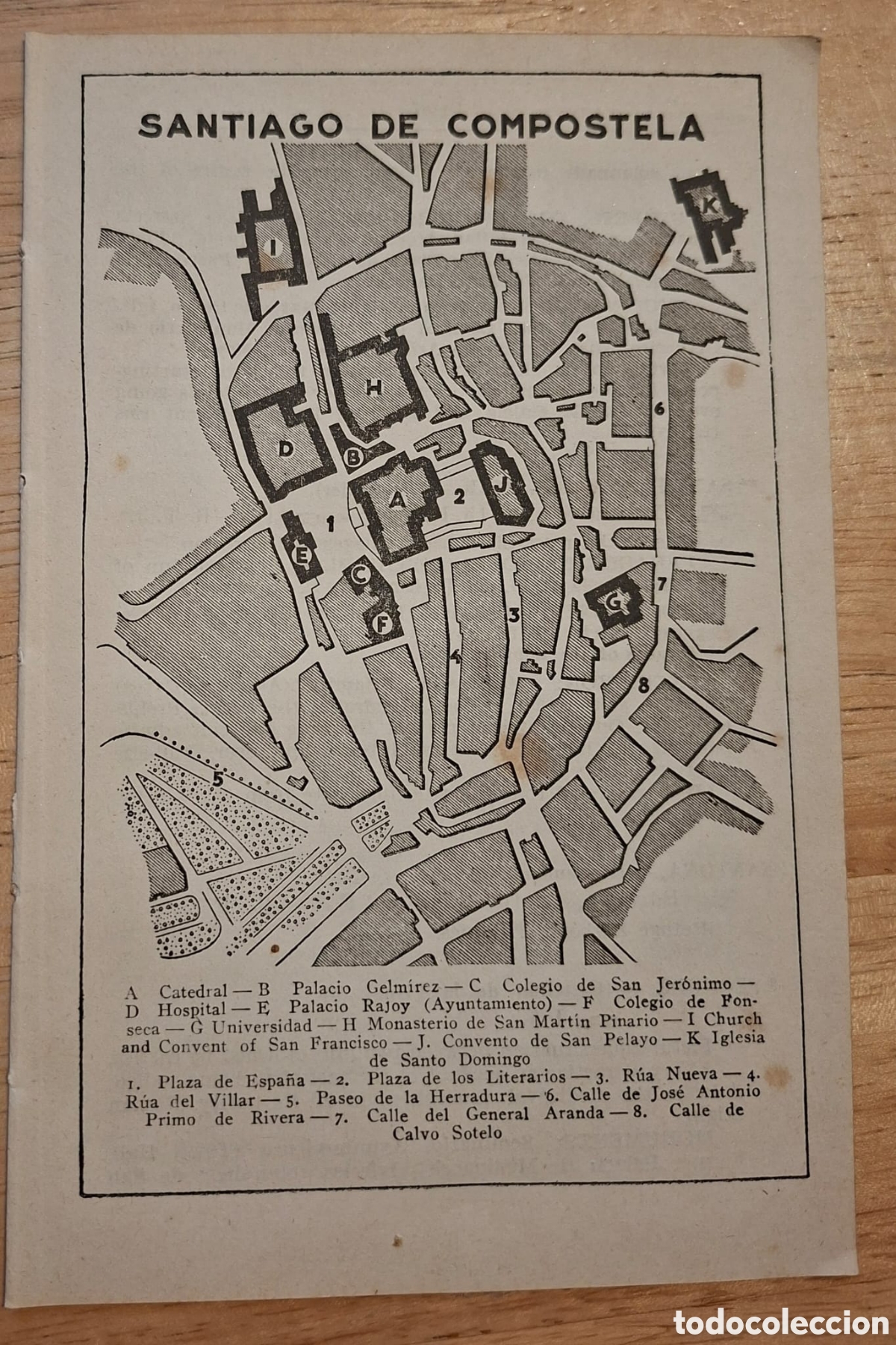 Mapas contempor&aacute;neos: PLANO MAPA 1952 VINTAGE SANTIAGO DE COMPOSTELA