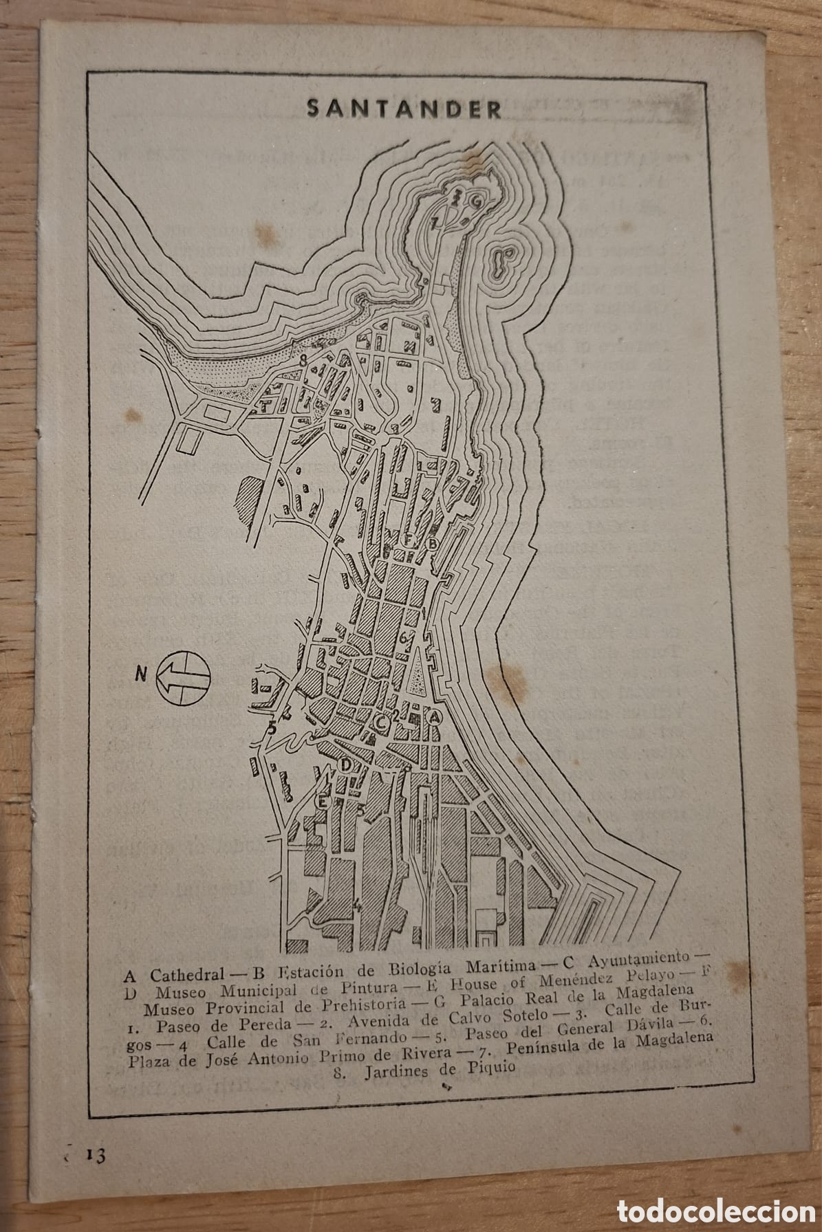 Mapas contempor&aacute;neos: PLANO MAPA 1952 VINTAGE SANTANDER