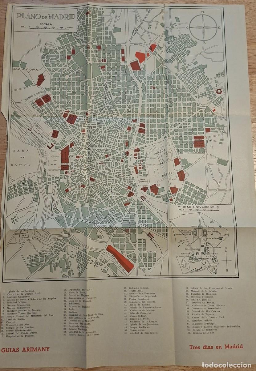 Mapas contempor&aacute;neos: DETALLADO PLANO MAPA 1952 VINTAGE MADRID TRES DIAS EN MADRID.CIUDAD UNIVERSITARIA