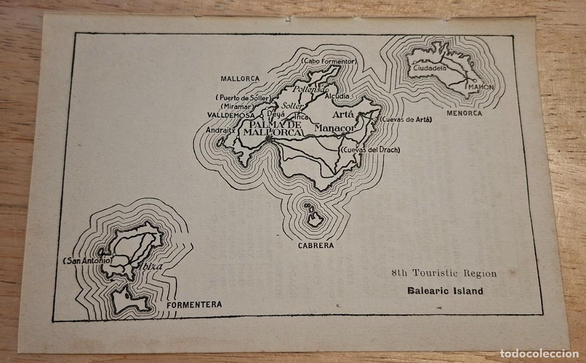 Mapas contempor&aacute;neos: MAPA 1952 VINTAGE ISLAS BALEARES MALLORCA MENORCA IBIZA. 8th Touristic Region. Balearic Island.