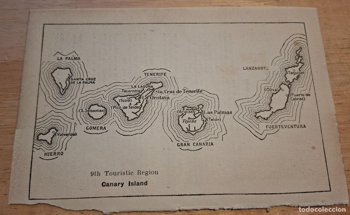 Mapas contempor&aacute;neos: MAPA 1952 VINTAGE ISLAS CANARIAS. 9th Touristic Region. Canary Island.