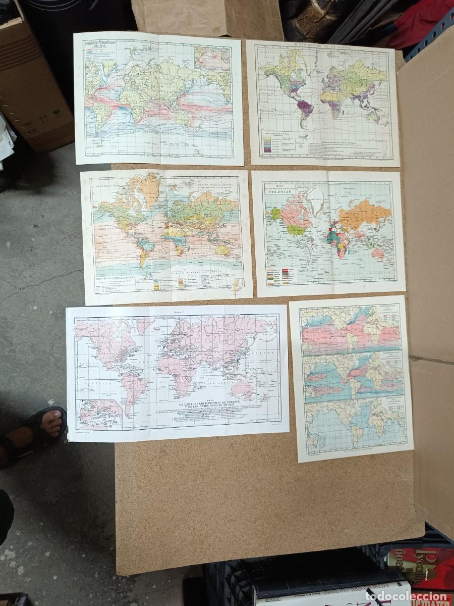 Mapas contempor&aacute;neos: LOTE 6 ANTIGUOS MAPAS, BASES NAVALES 1912, COLONIAS, CLIMAS, LLUVIA, CORRIENTES, TEMPERATURA MAR P29