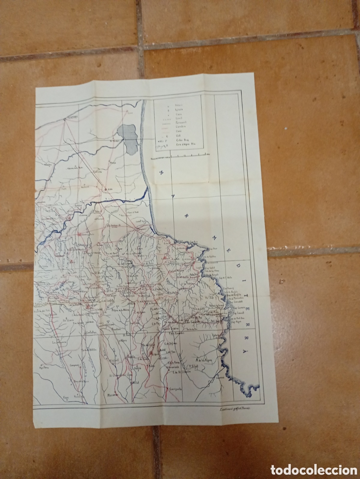 Mapas contempor&aacute;neos: GRAN FRAGMENTO DE MAPA COSTA BRAVA CONTIENE DE LLANSA A COLLIURE