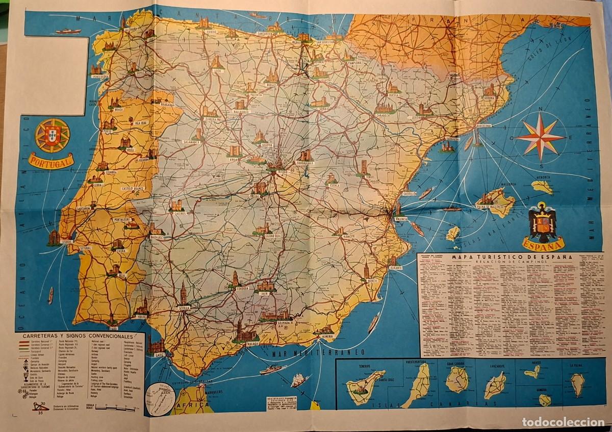 Mapas contempor&aacute;neos: CURIOSISIMO MAPA ESPA&Ntilde;A APROX 1968. FERROL DEL CAUDILLO. LERIDA. SIDI IFNI PROVINCIA DEL SAHARA