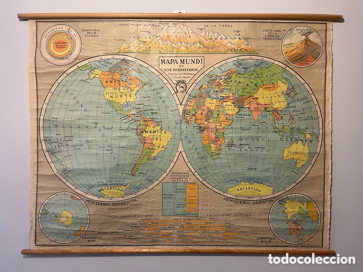 Mapas contempor&aacute;neos: PLANISFERIO MAPA MUNDI DALMAU
