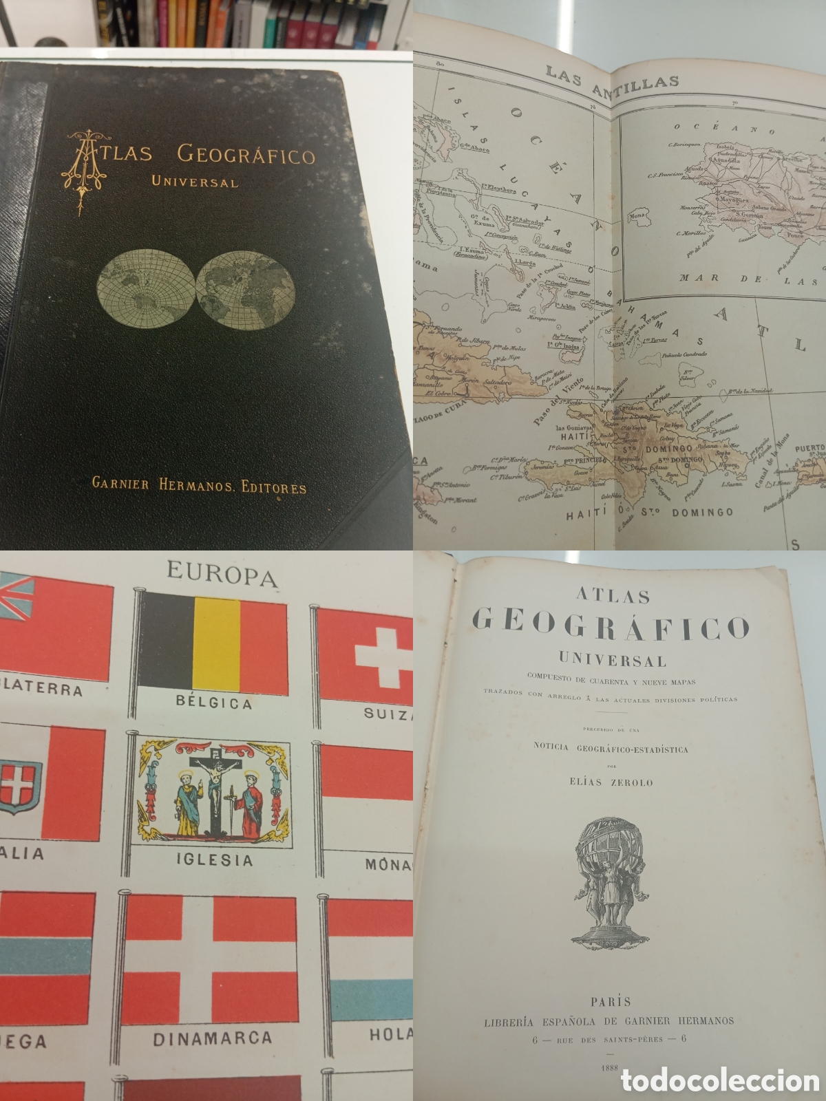 Mapas contempor&aacute;neos: Atlas Geogr&aacute;fico Universal Elias Zerolo 49 Mapas Garnier H. Par&iacute;s 1888 Islas Carolinas Colonias Cuba