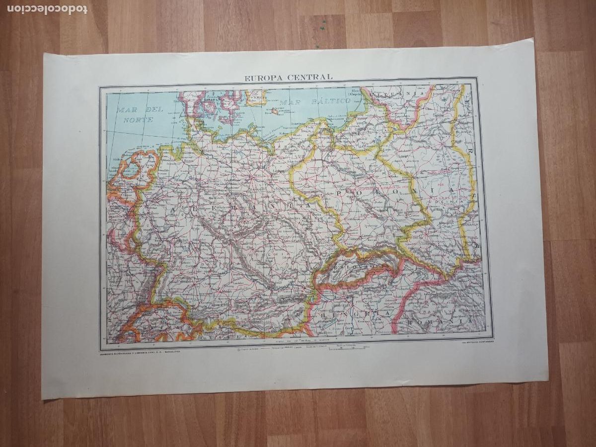 Mapas contempor&aacute;neos: MAPA EUROPA CENTRAL. IMPRENTA ELTEVIRIANA Y LIBRER&Iacute;A CAMI BARCELONA. POR ANTONIO SANTAMANS