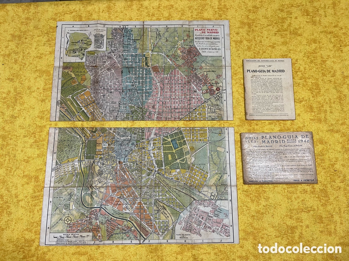 Mapas contempor&aacute;neos: Antiguo Plano Guia de Madrid Nueva Edicion 1940 Posguerra Guias LES 4 Pesetas