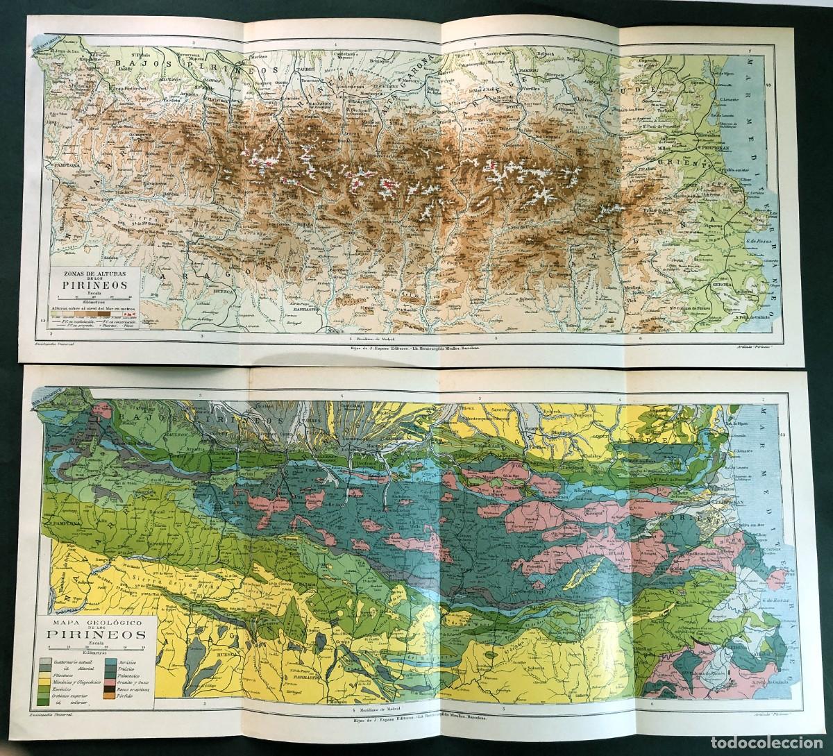 Mapas contempor&aacute;neos: MAPAS PIRINEOS / GEOL&Oacute;GICO - ZONA ALTURAS / ESPASA ENCICLOPEDIA UNIVERSAL
