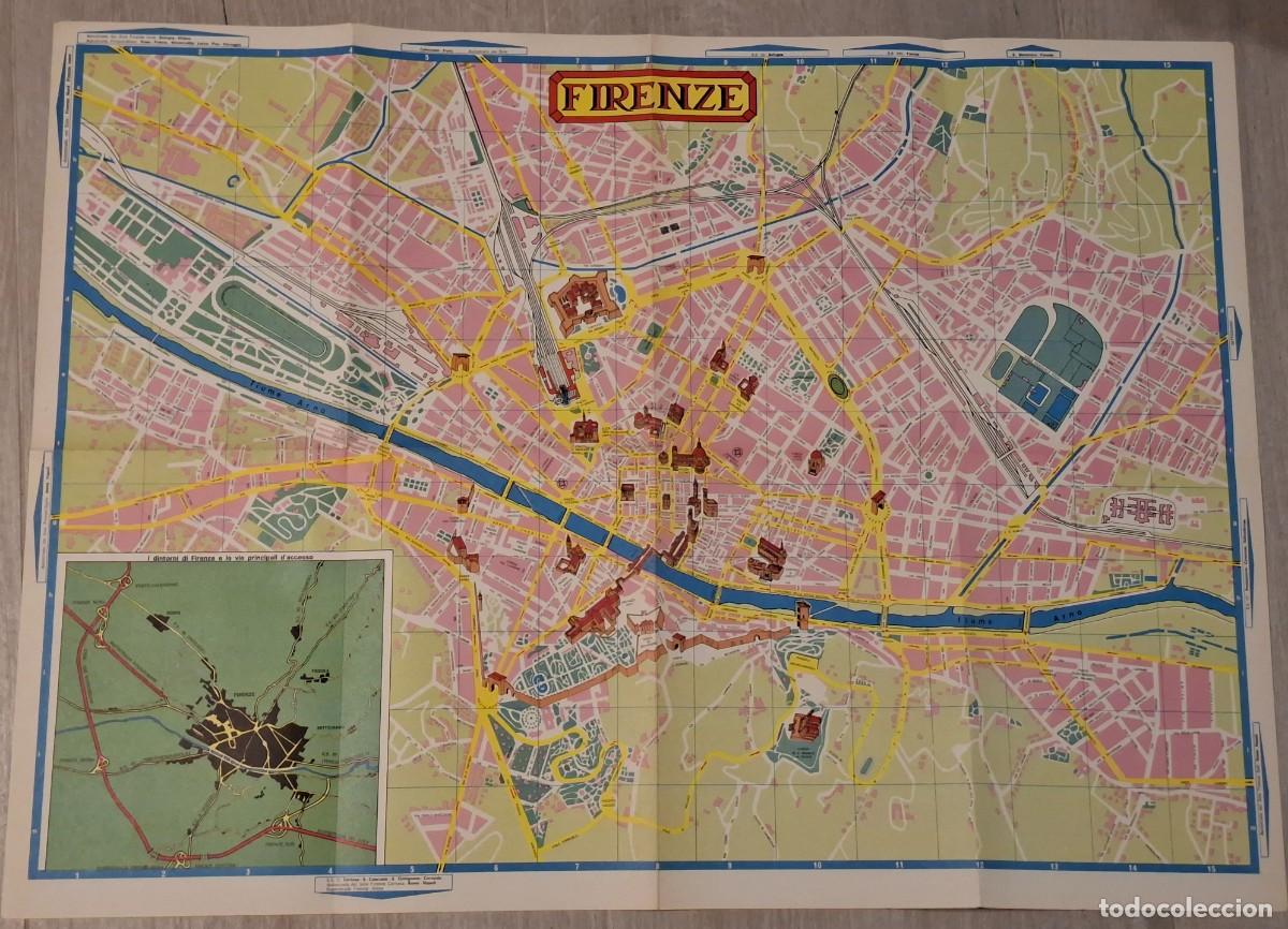 Mapas contempor&aacute;neos: CURIOSO PLANO MAPA FLORENCIA FIRENZE ITALIA VINTAGE A&Ntilde;OS 60