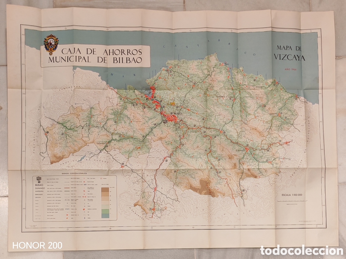 Mapas contempor&aacute;neos: Mapa - Provincia de Vizcaya. 1966 - Caja de Ahorros Municipal de Bilbao