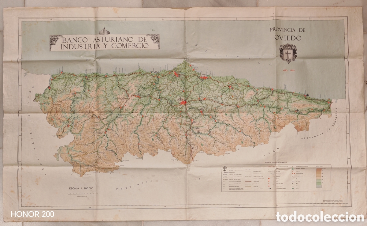 Mapas contempor&aacute;neos: Mapa - Provincia de Oviedo 1965 - Banco Asturiano de Industria y Comercio