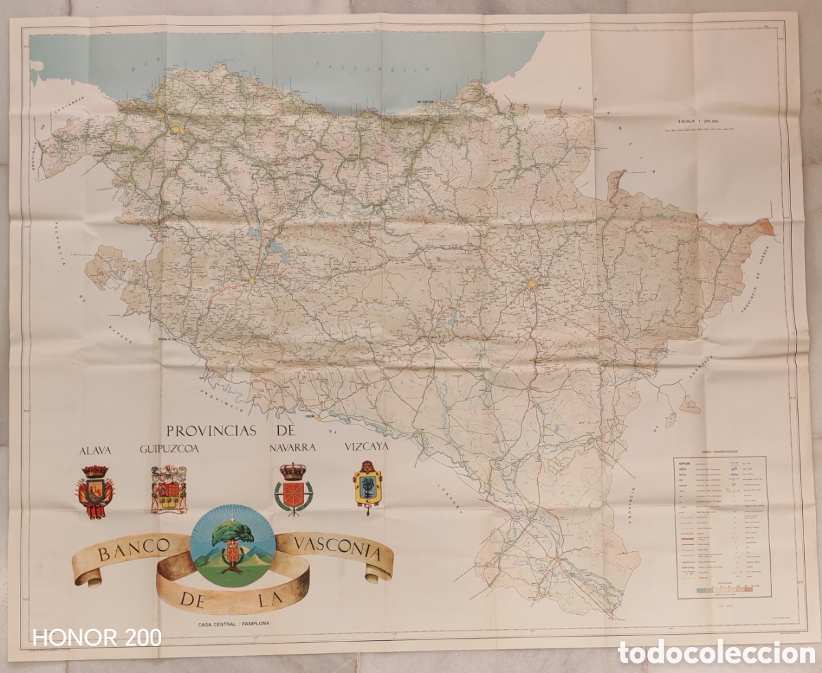 Mapas contempor&aacute;neos: Mapa - Provincias de &Aacute;lava, Guip&uacute;zcoa, Vizcaya y Navarra 1970 - Banco de Vasconia