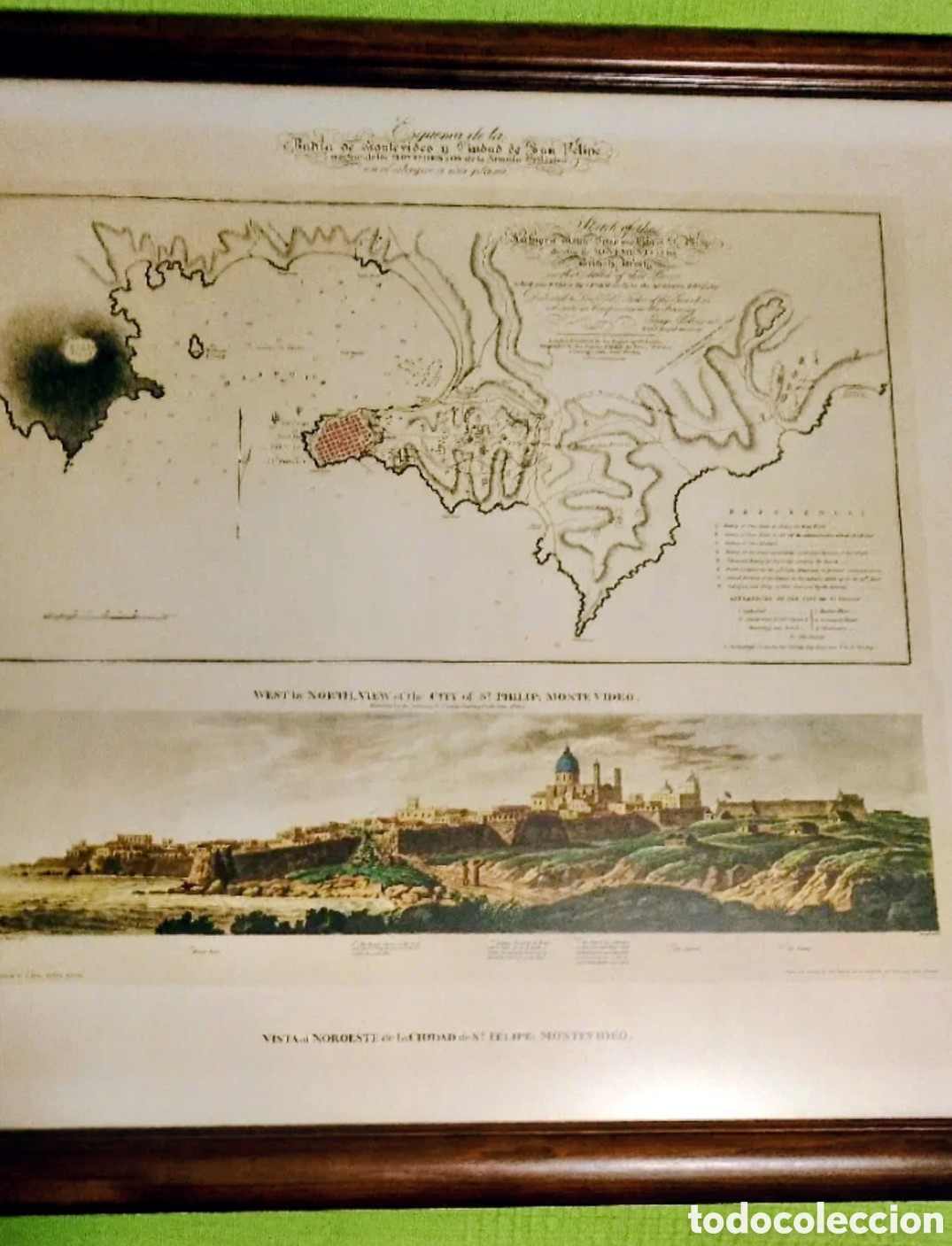 Mapas contempor&acirc;neos: Cuadro enmarcado de la ciudad de san felipe de montevideo 1807, mapa