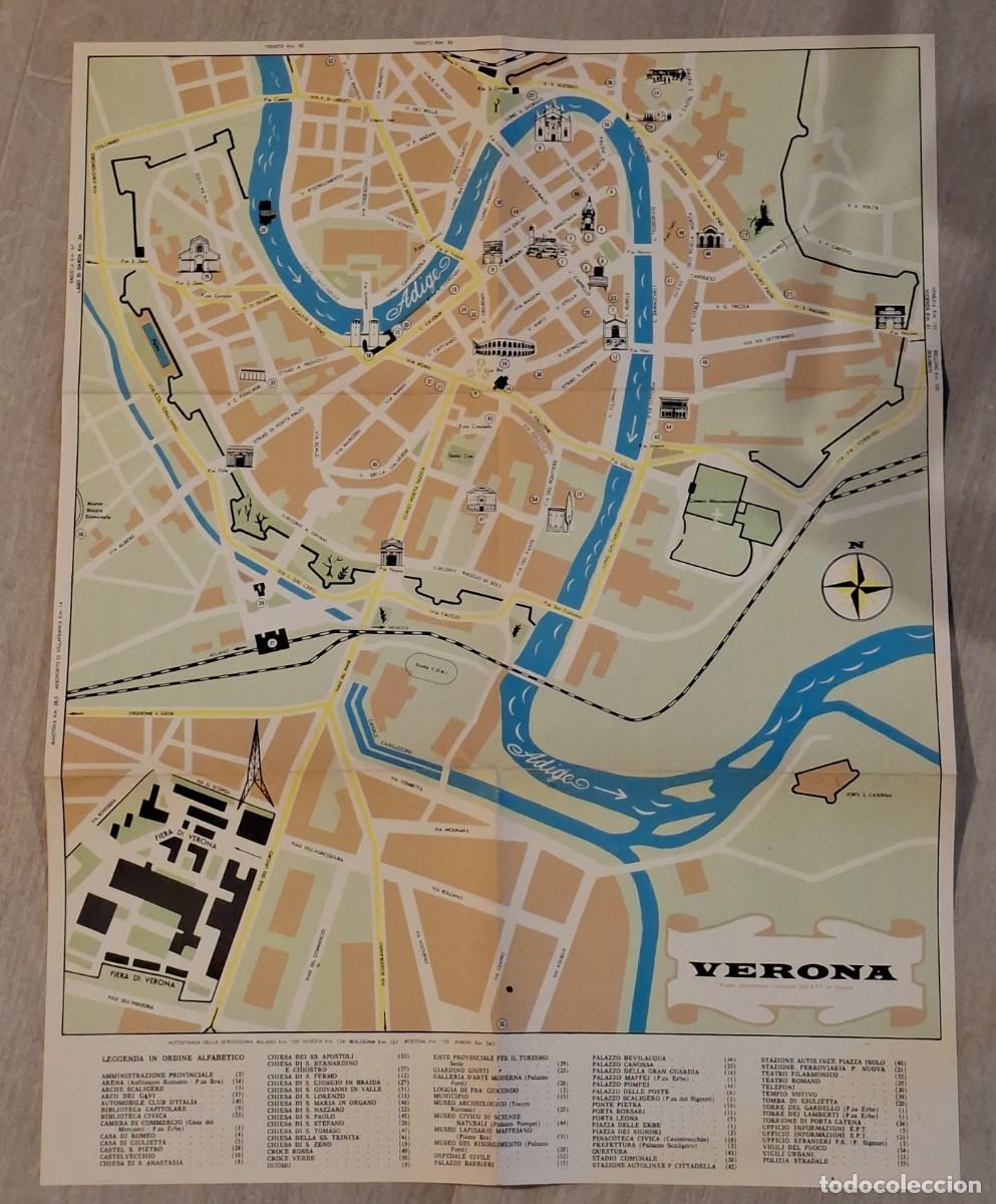 Mapas contempor&aacute;neos: CURIOSO PLANO MAPA VERONA ITALIA VINTAGE A&Ntilde;OS 60 CARTOON MAP