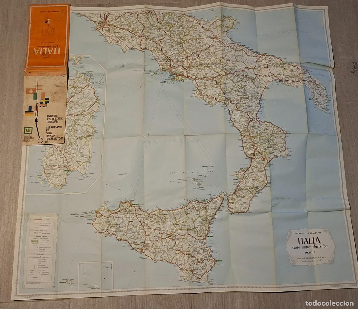 Mapas contempor&aacute;neos: MAPA VINTAGE CARRETERAS SUR ITALIA 1964