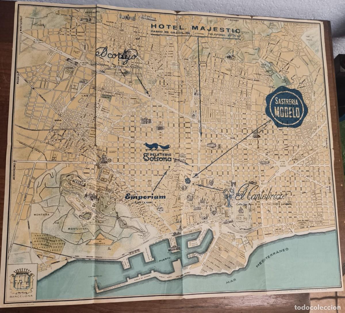 Mapas contempor&aacute;neos: MAPA DE BARCELONA-- DECADA DE LOS 50 -- VER FOTOS Y LEER DESCRIPCI&Oacute;N