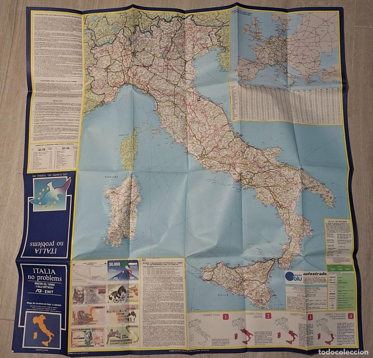 Mapas contempor&aacute;neos: GRAN MAPA ITALIA 1990 DE CARRTERAS ITALIA NO PROBLEMS EN ESPA&Ntilde;OL.