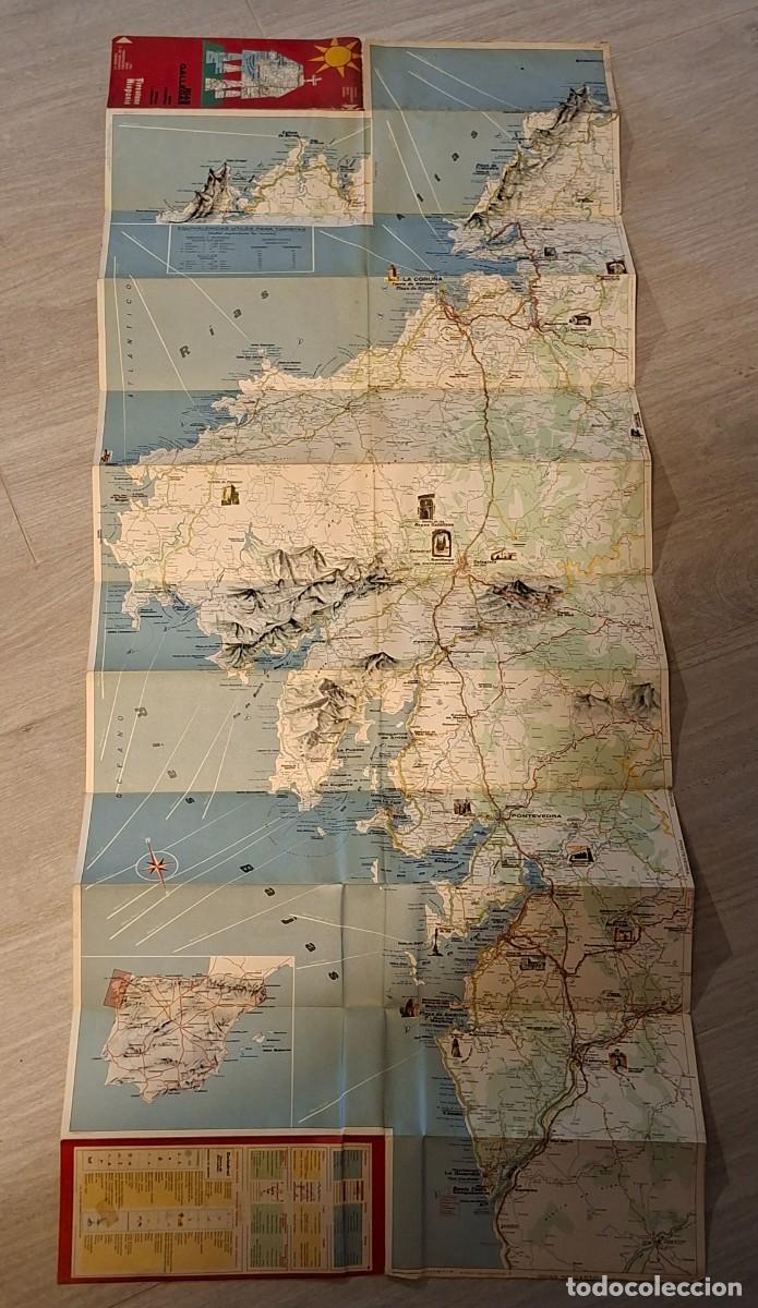Mapas contempor&aacute;neos: GRAN MAPA TURISTICO FIRESTONE RIAS GALLEGAS GALICIA 1965 LA CORU&Ntilde;A VIGO TUY SANTIAGO NOYA MUROS