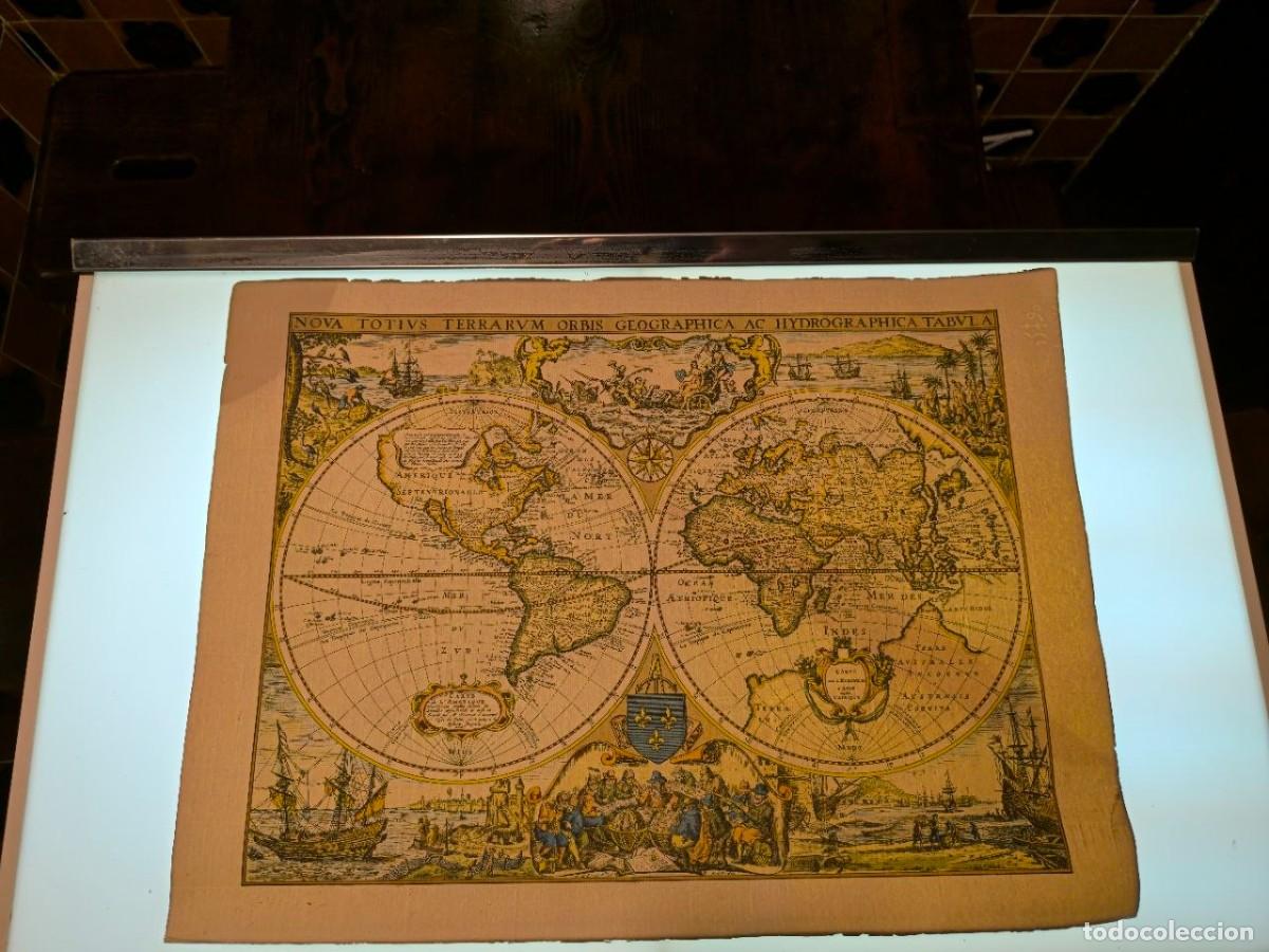Mapas contempor&aacute;neos: ANTIGUO MAPAMUNDI CARTA REPRESENTANDO EL MUNDO EN 1643, NOVA TOTIVS TERRARVM ORVIS 54X39 CM