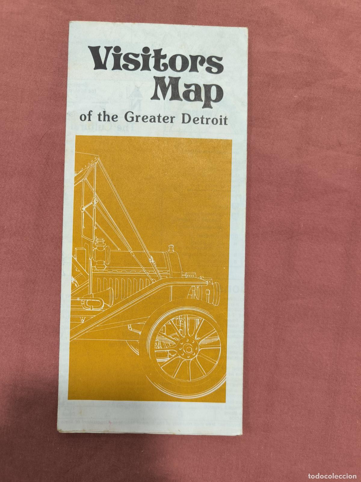 Contemporary maps: Antiguo Mapa Visitors Map Greater Detroit Cartograf&iacute;a Coleccionismo