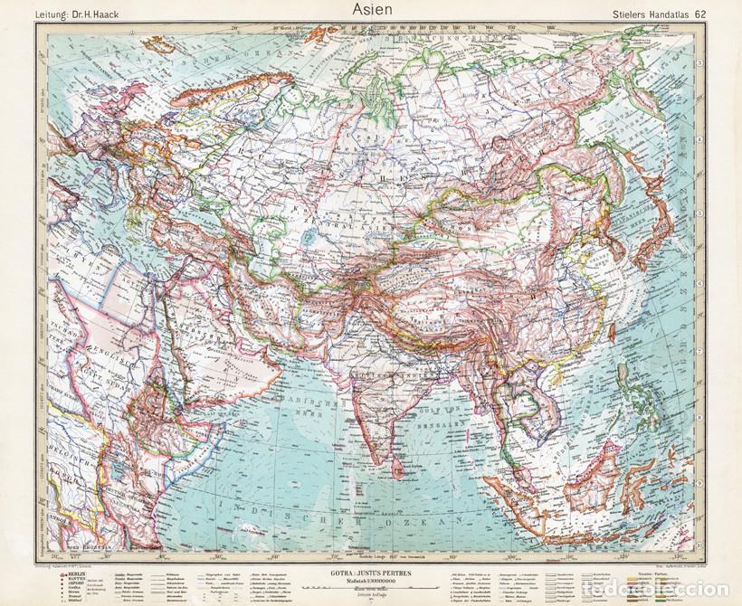 Cartes g&eacute;ographiques contemporaines: MAPA (GRABADO COBRE) DE ASIA. STIELERS HAND-ATLAS, EDICI&Oacute;N DEL CENTENARIO DE 1931