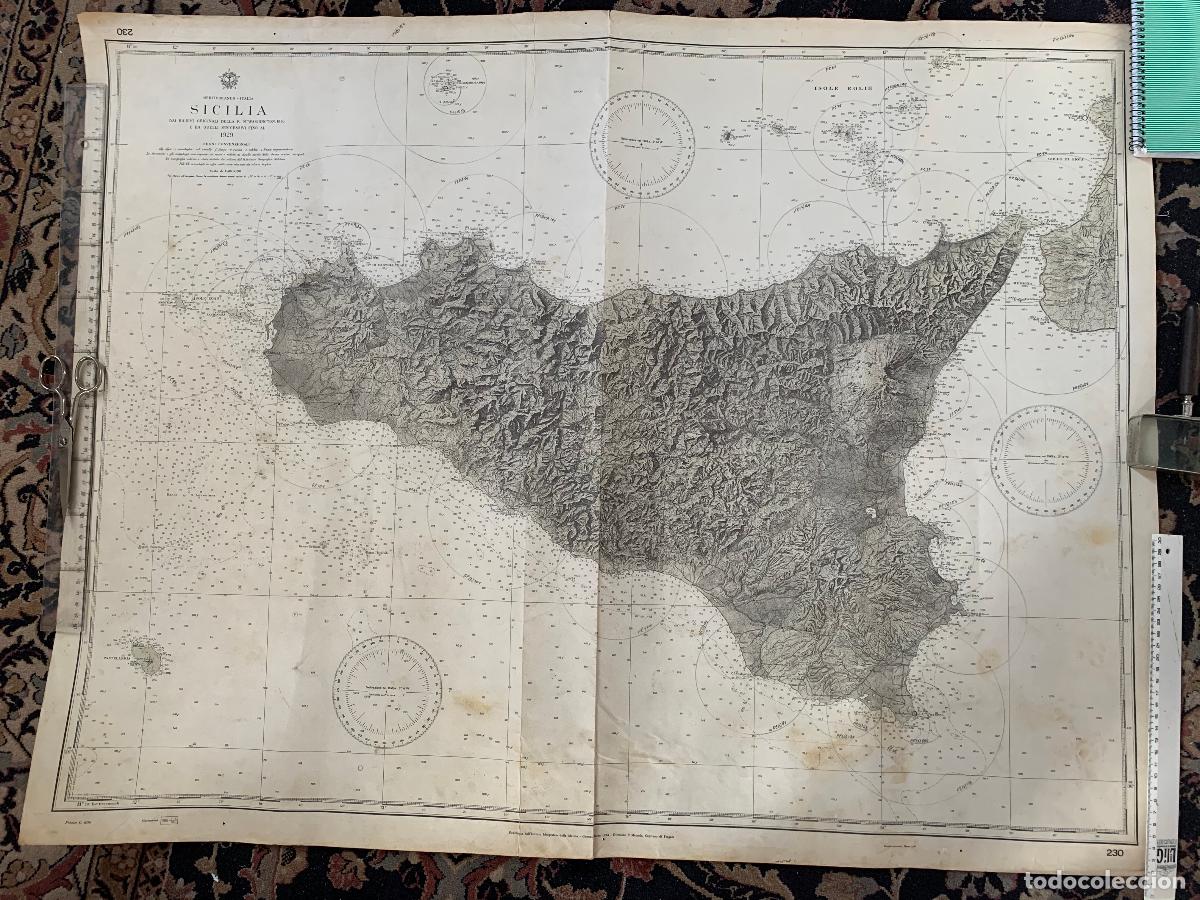 Mapas contempor&aacute;neos: Sicilia - Carta n&aacute;utica hist&oacute;rica del Istituto Idrografico, G&eacute;nova - 1929