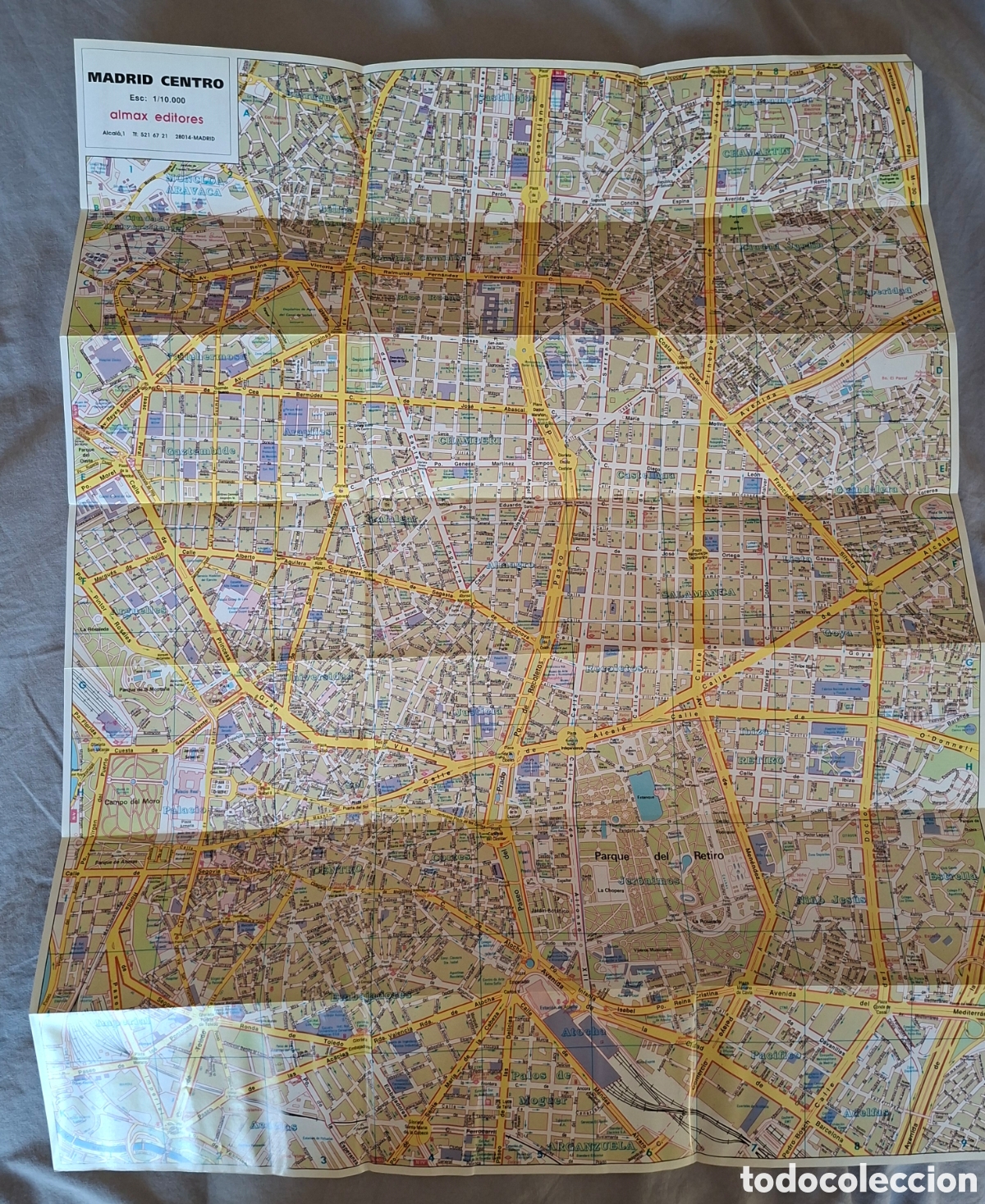 Mapas contempor&aacute;neos: Plano Madrid Centro. 1990 Editorial Almax. Plano Metro.