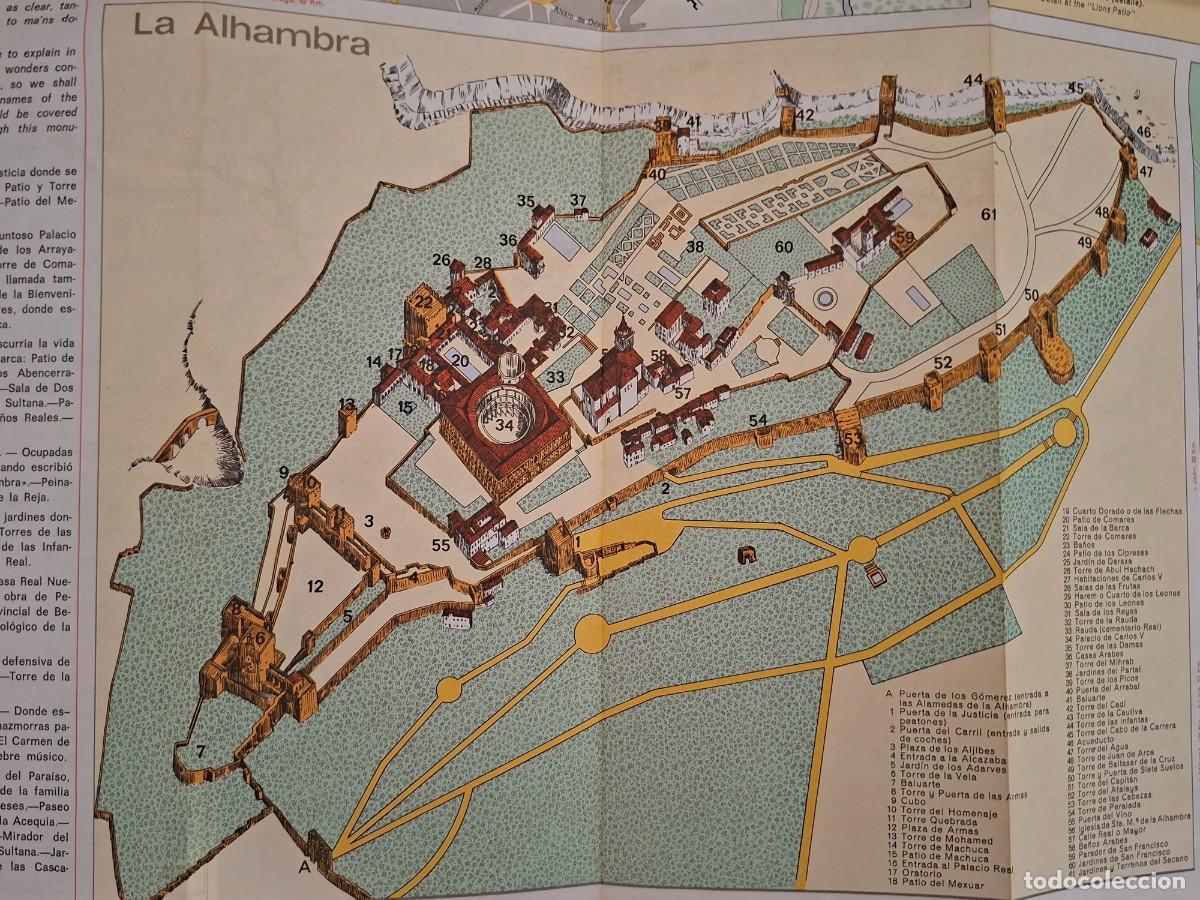 Mapas contempor&aacute;neos: Mapa Costa del sol 1984 Plano Torremolinos Marbella Malaga Ronda Antequera Granada Alhambra Sierra
