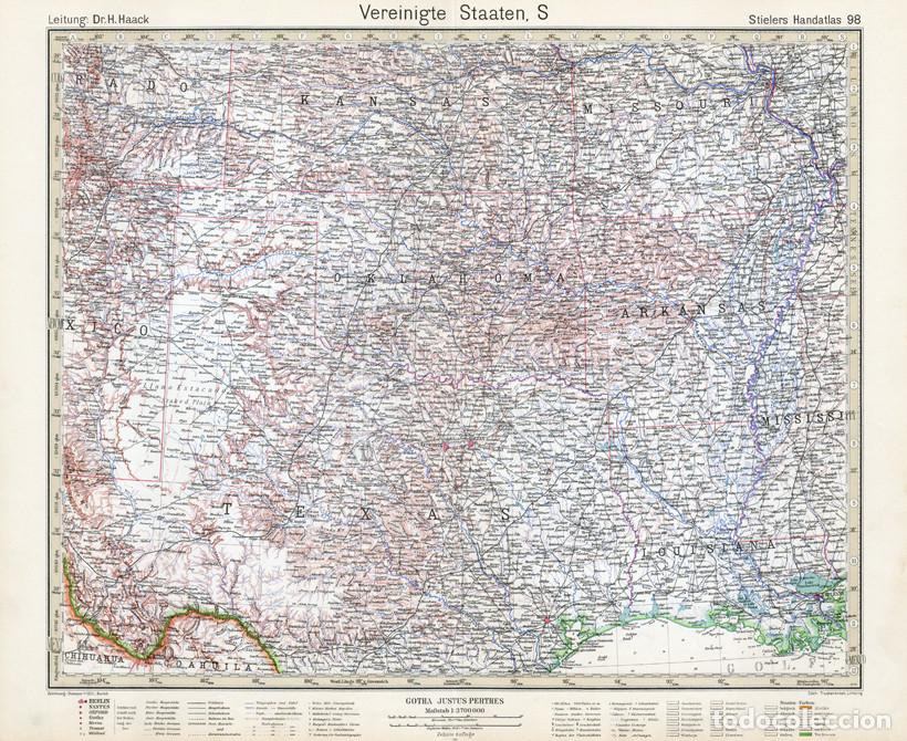 Contemporary maps: MAPA (GRABADO COBRE) DEL SUROESTE DE LOS ESTADOS UNIDOS (TEXAS...). STIELERS ATLAS CENTENARIO 1931