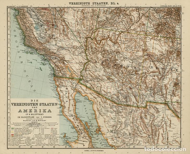 Contemporary maps: MAPA DEL SUROESTE DE LOS ESTADOS UNIDOS, CALIFORNIA, ARIZONA..., 1908, LITOGRAF&Iacute;A STIELER&rsquo;S, 9&ordf; Ed.