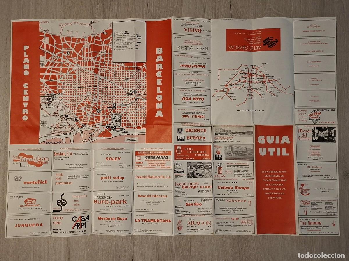 Mapas contempor&aacute;neos: Guia Util 1975 Vintage plano Barcelona mapa Catalu&ntilde;a Arag&oacute;n Lerida Gerona Huesca Zaragoza publicidad