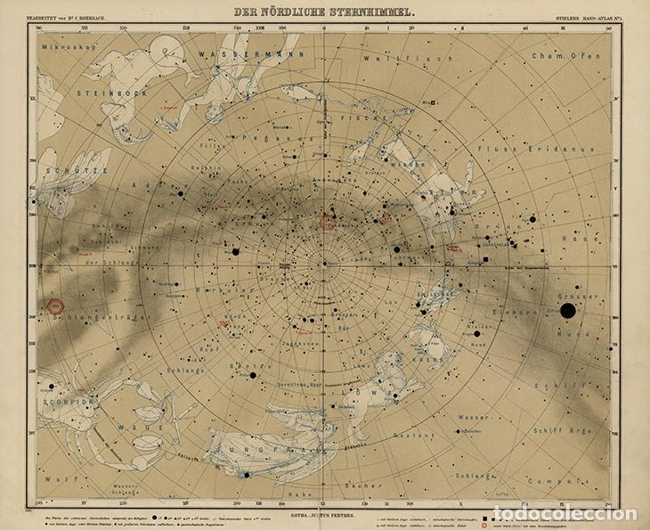 Contemporary maps: CARTA DE LAS ESTRELLAS DEL HEMISFERIO NORTE, DE 1908, LITOGRAF&Iacute;A STIELER&rsquo;S, 9&ordf; Ed. CARTOGRAF&Iacute;A, MAPA