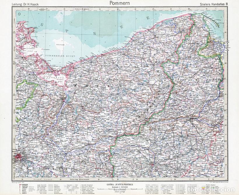Contemporary maps: MAPA (GRABADO COBRE) DE POMERANIA (ALEMANIA, B&Aacute;LTICO). STIELERS HAND-ATLAS, ED. CENTENARIO 1931