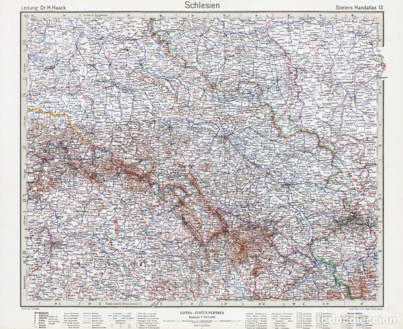 Cartes g&eacute;ographiques contemporaines: MAPA (GRABADO COBRE) DE SILESIA (ALEMANIA, HOY POLONIA). STIELERS HAND-ATLAS EDICI&Oacute;N CENTENARIO 1931