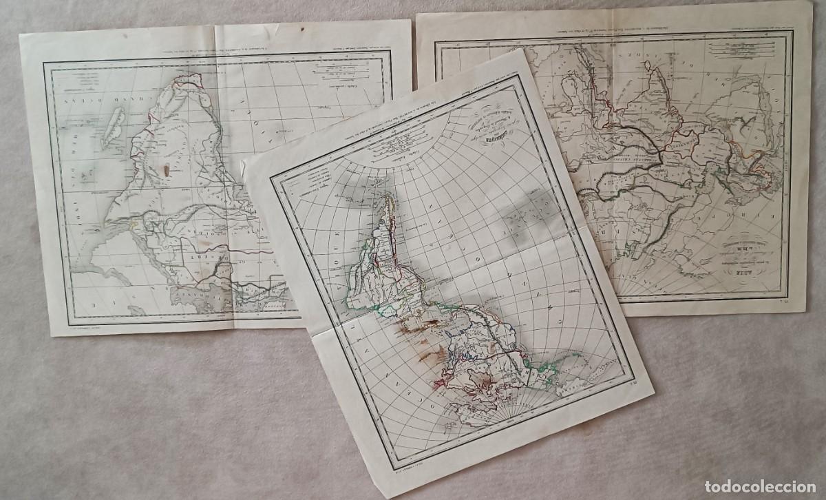 Mapas contempor&aacute;neos: SIGLO XIX. LOTE DE 3 MAPAS DE AFRICA, ASIA Y AMERICA