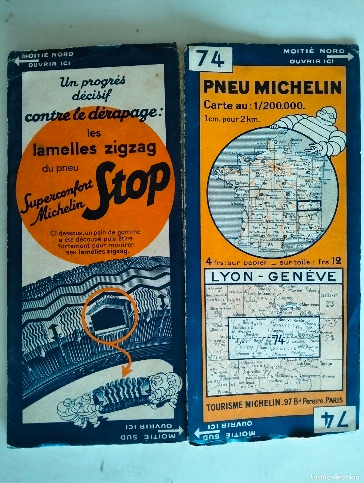 Mapas contempor&aacute;neos: MAPA DE CARRETERAS PNEU MICHELIN, N&ordm; 74, LYON - GENEVE