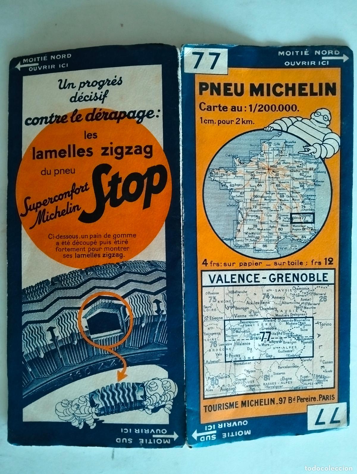 Mapas contempor&aacute;neos: MAPA DE CARRETERAS PNEU MICHELIN, N&ordm; 77, VALENCE - GRENOBLE