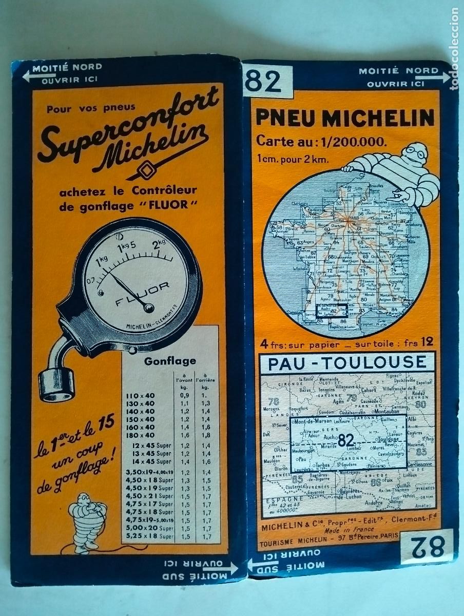 Mapas contempor&aacute;neos: MAPA DE CARRETERAS PNEU MICHELIN, N&ordm; 82, PAU - TOULOUSE