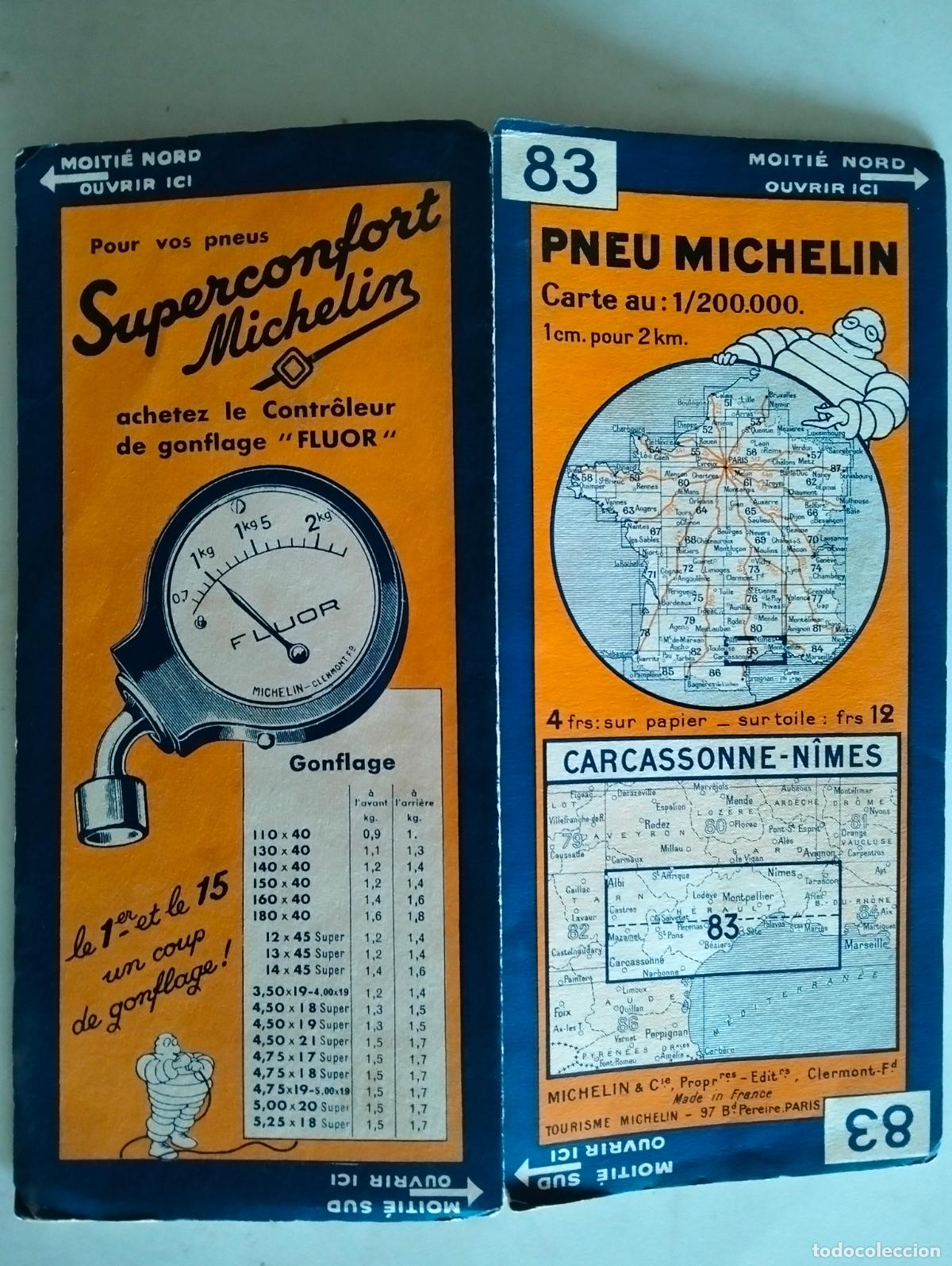 Mapas contempor&aacute;neos: MAPA DE CARRETERAS PNEU MICHELIN, N&ordm; 83, CARCASSONNE - NIMES