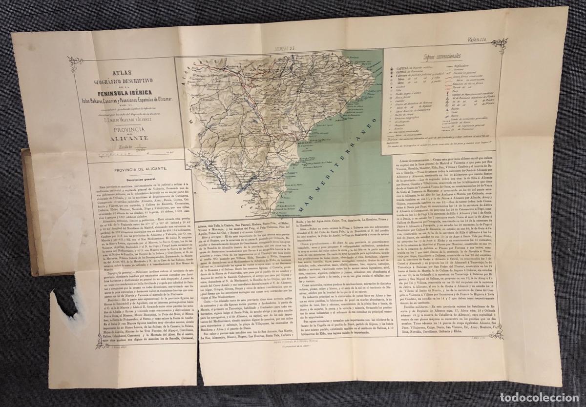 Mapas contempor&aacute;neos: MAPA PROVINCIAS DE ESPA&Ntilde;A ALICANTE. EMILIO VALVERDE. ESCALA 1:750.000 N&ordm; 33. 1880