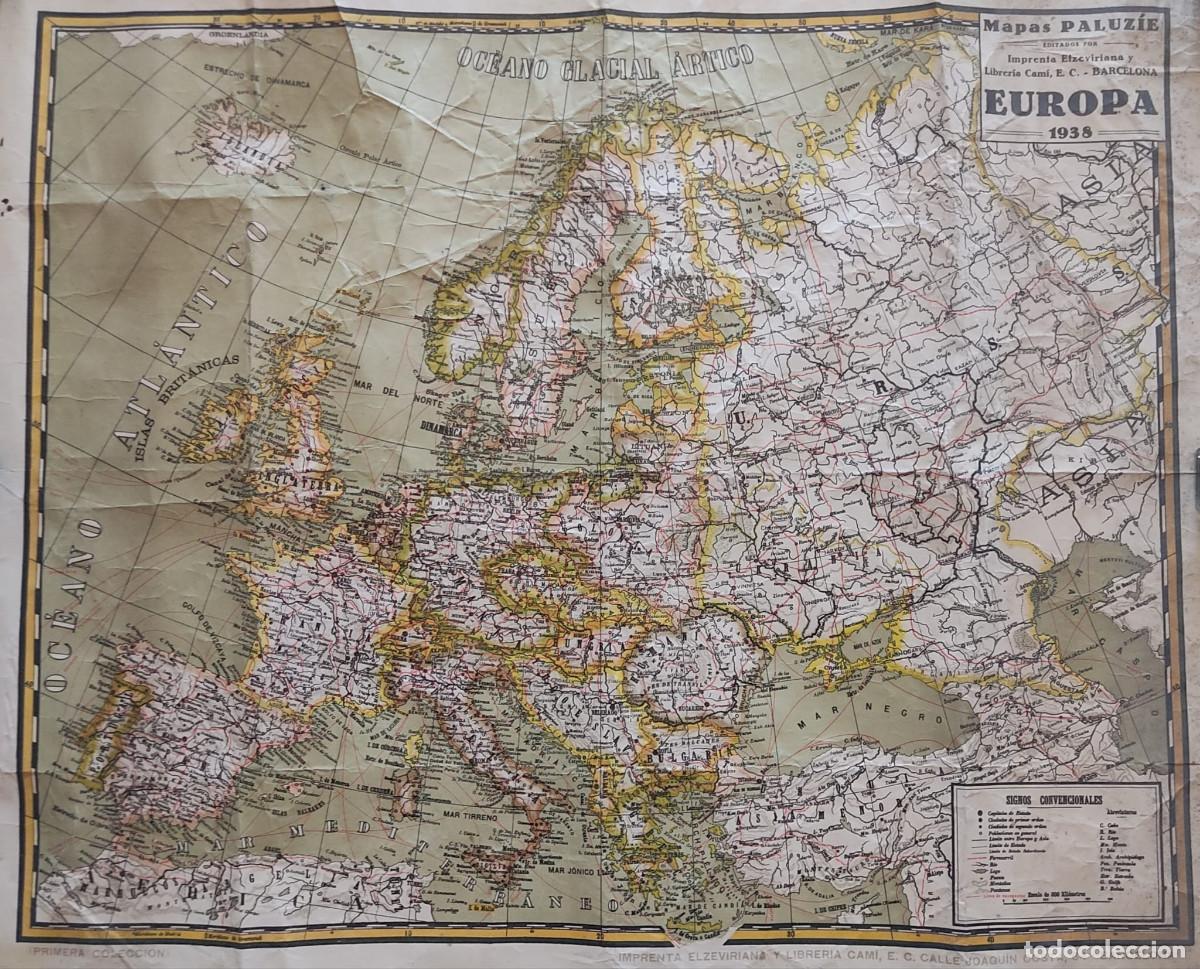 Mapas contempor&aacute;neos: Antiguo mapa de Europa 1938