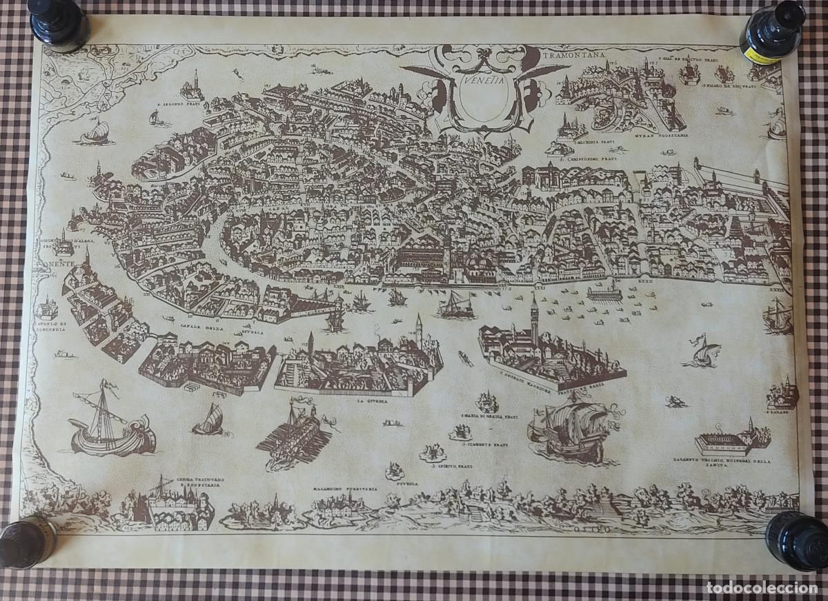 Mapas contempor&aacute;neos: vieja litografia del mapa antiguo de Venecia