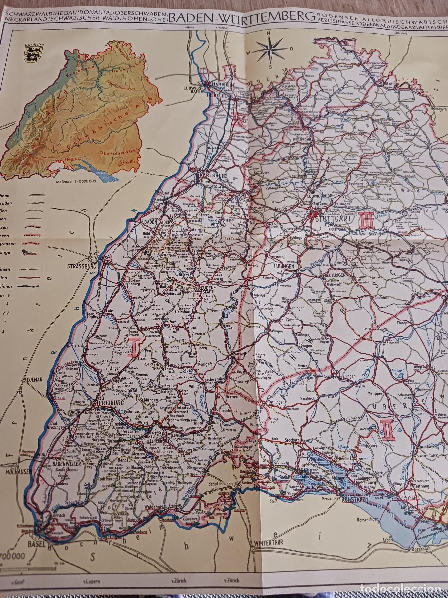 Mapas contempor&aacute;neos: plano de baden - wurttemberg, suroeste de alemania