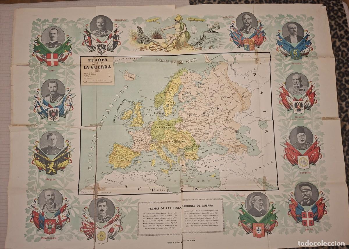 Mapas contempor&aacute;neos: Antiguo mapa ilustrado del teatro de la guerra europea 1916 1a Guerra Mundial Europa Maucci