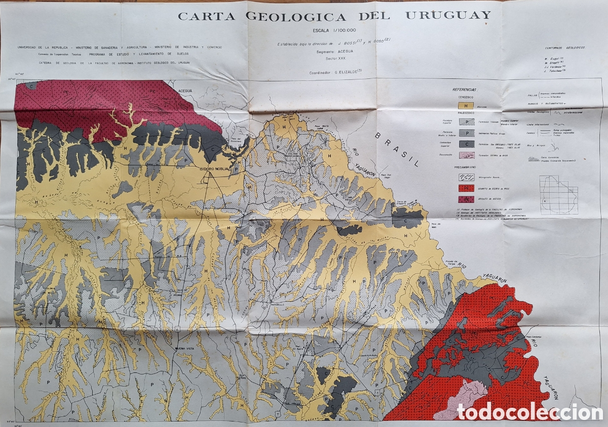 Mapas contempor&aacute;neos: CARTA GEOLOGICA DE ACEGUA CERRO LARGO A&Ntilde;O 1969 URUGUAY