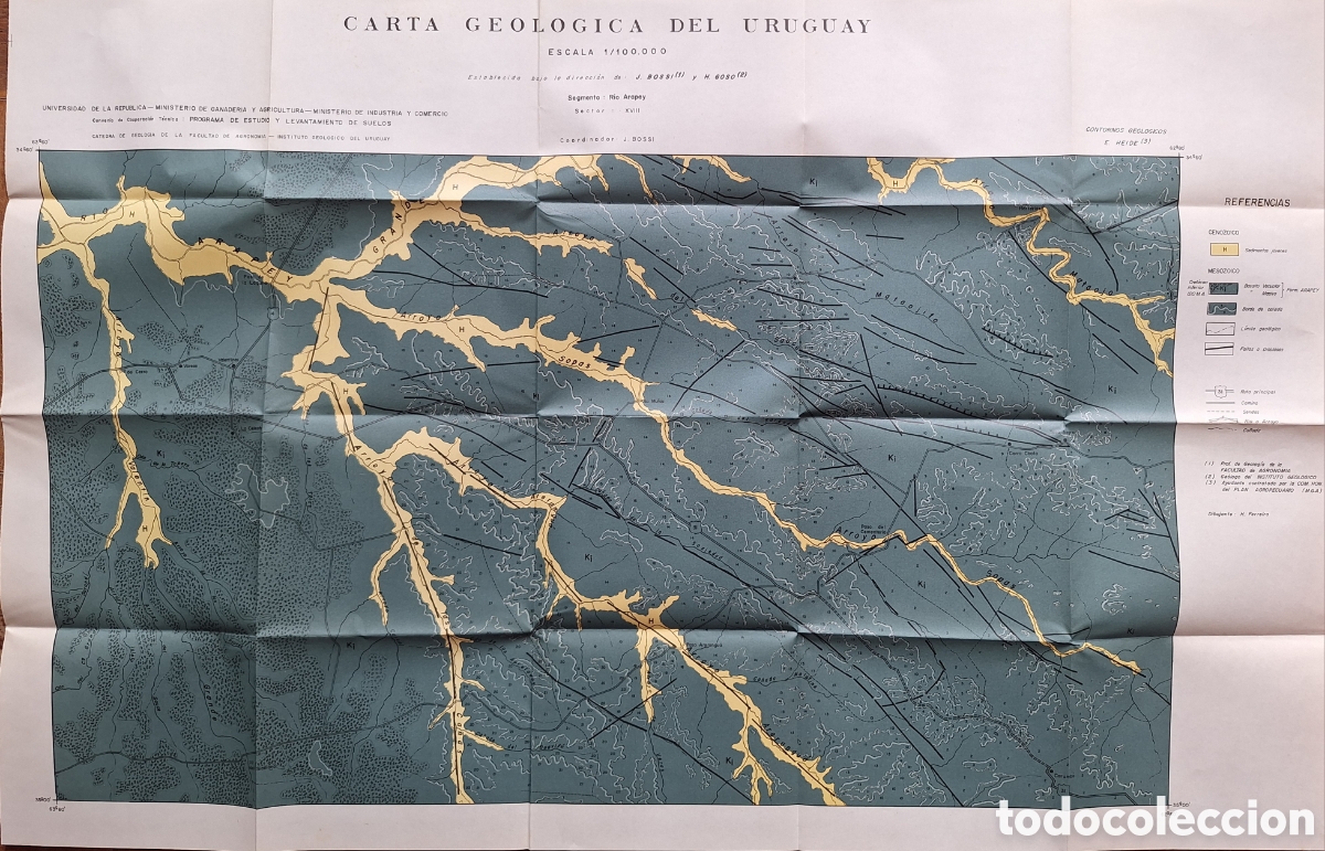 Mapas contempor&aacute;neos: CARTA GEOLOGICA DEL RIO ARAPEY BOSSI Y GOSO a&ntilde;o 1969