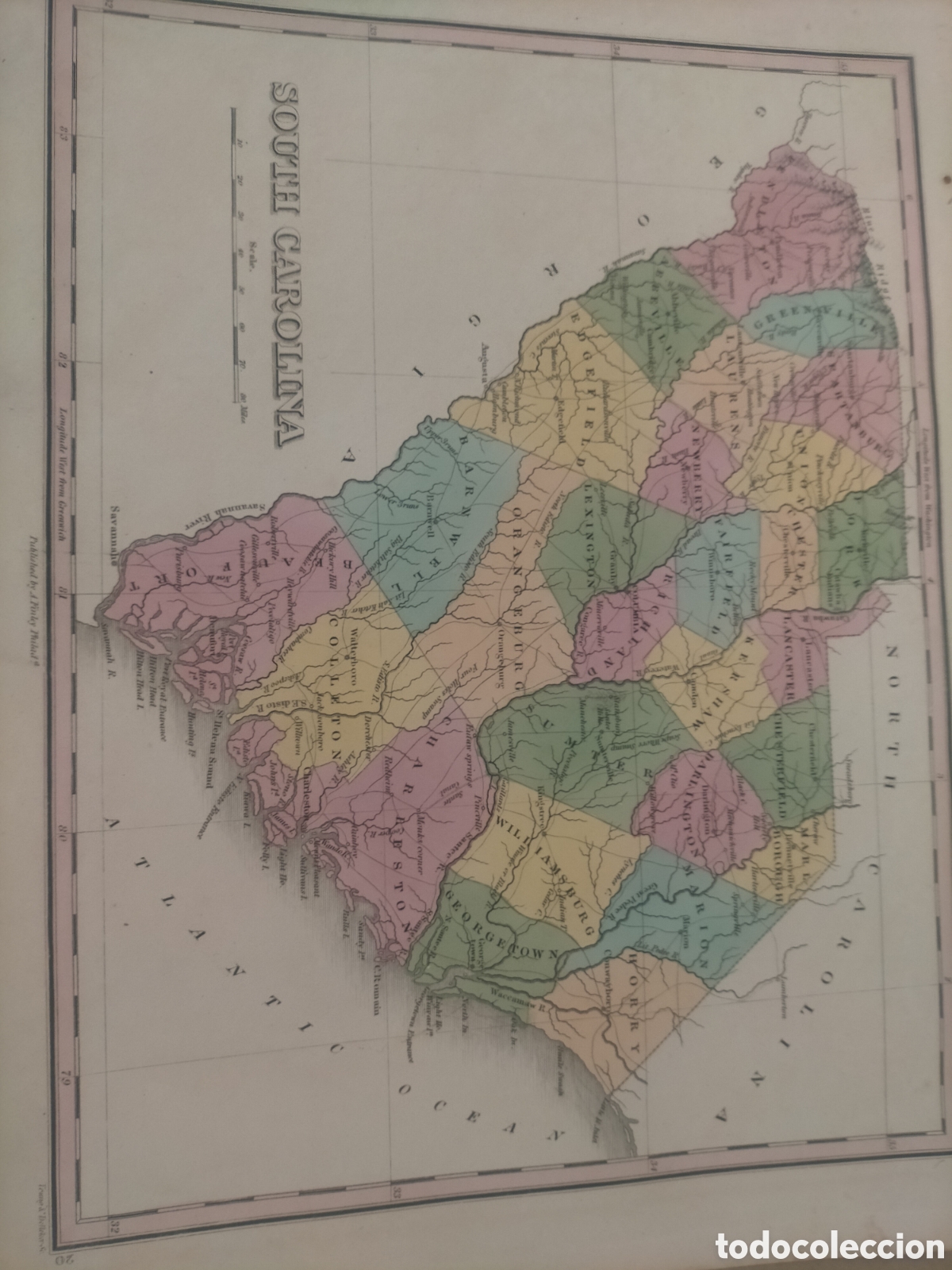 Mapas contempor&aacute;neos: Mapa de Carolina del Sur coloreada 1826 Artur Pili