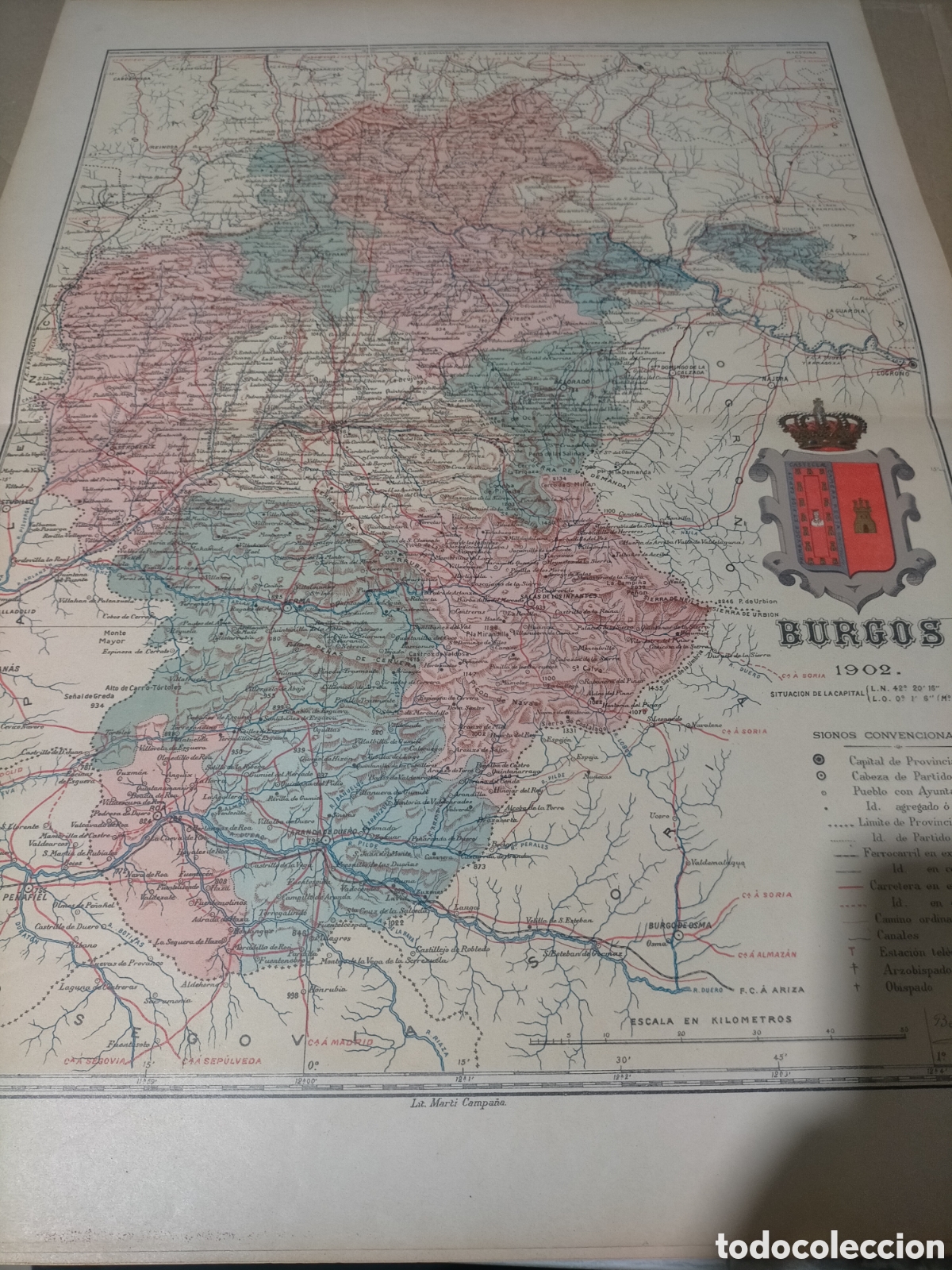 Mapas contempor&aacute;neos: Mapa de burgos 1902 original