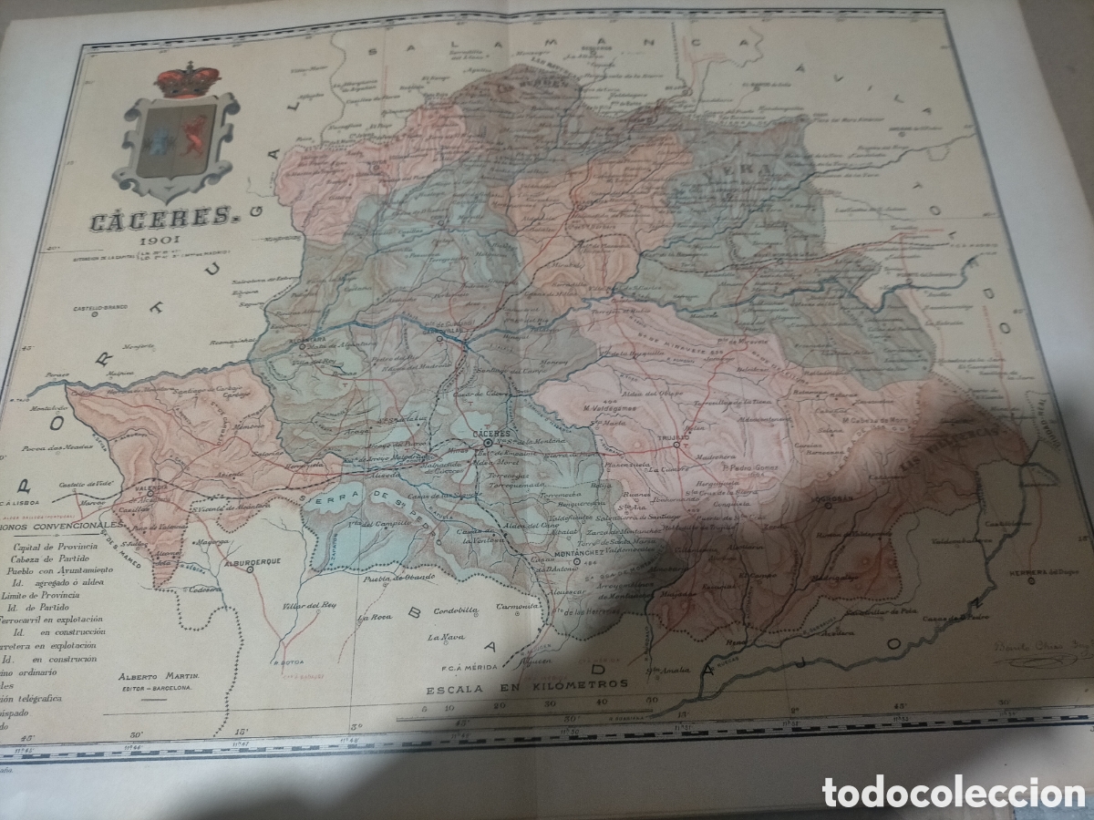 Mapas contempor&aacute;neos: Mapa C&aacute;ceres 1901 original - Foto 1